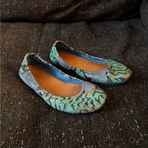 Tieks Green and Blue Flats Comfortable Slip-On Shoes